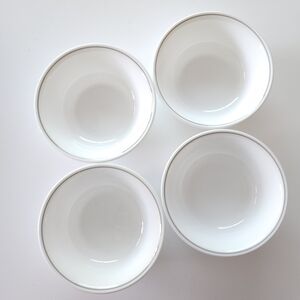 4 Corelle Ribbon Bouquet Cereal Bowls Gray Trim 6.25 inches
